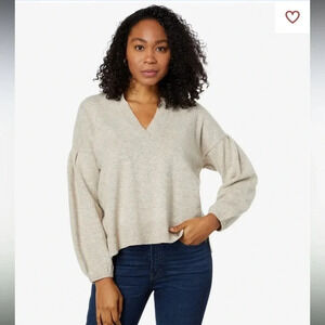 Madewell Wiltshire V-Neck Pullover Sweater in Heather Cobblestone Size M